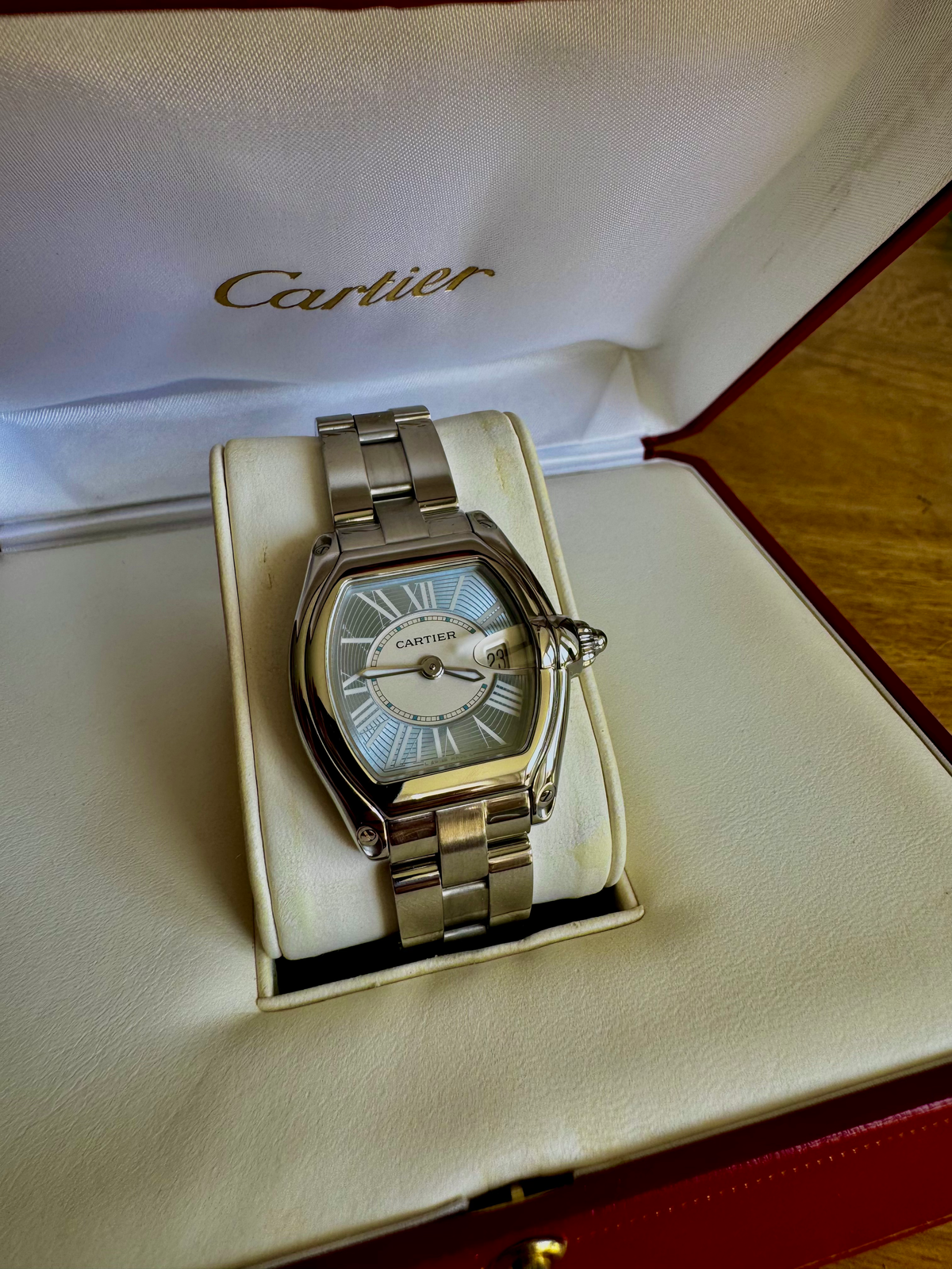 CARTIER ROADSTER LADIES | RARE BABY BLUE DIAL | 2007 | BOX & PAPERS