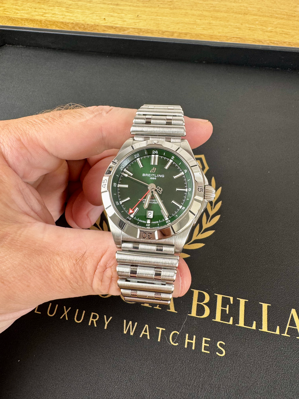 Breitling Chronomat GMT 40 Green Dial A32398101L1A1 2024 Full Set Box & Papers image 6