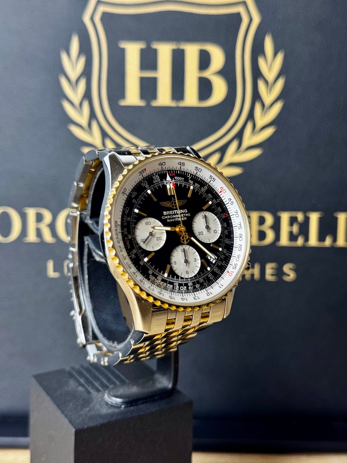 Breitling Navitimer D23322 Black Dial 18ct Gold & Steel image 3