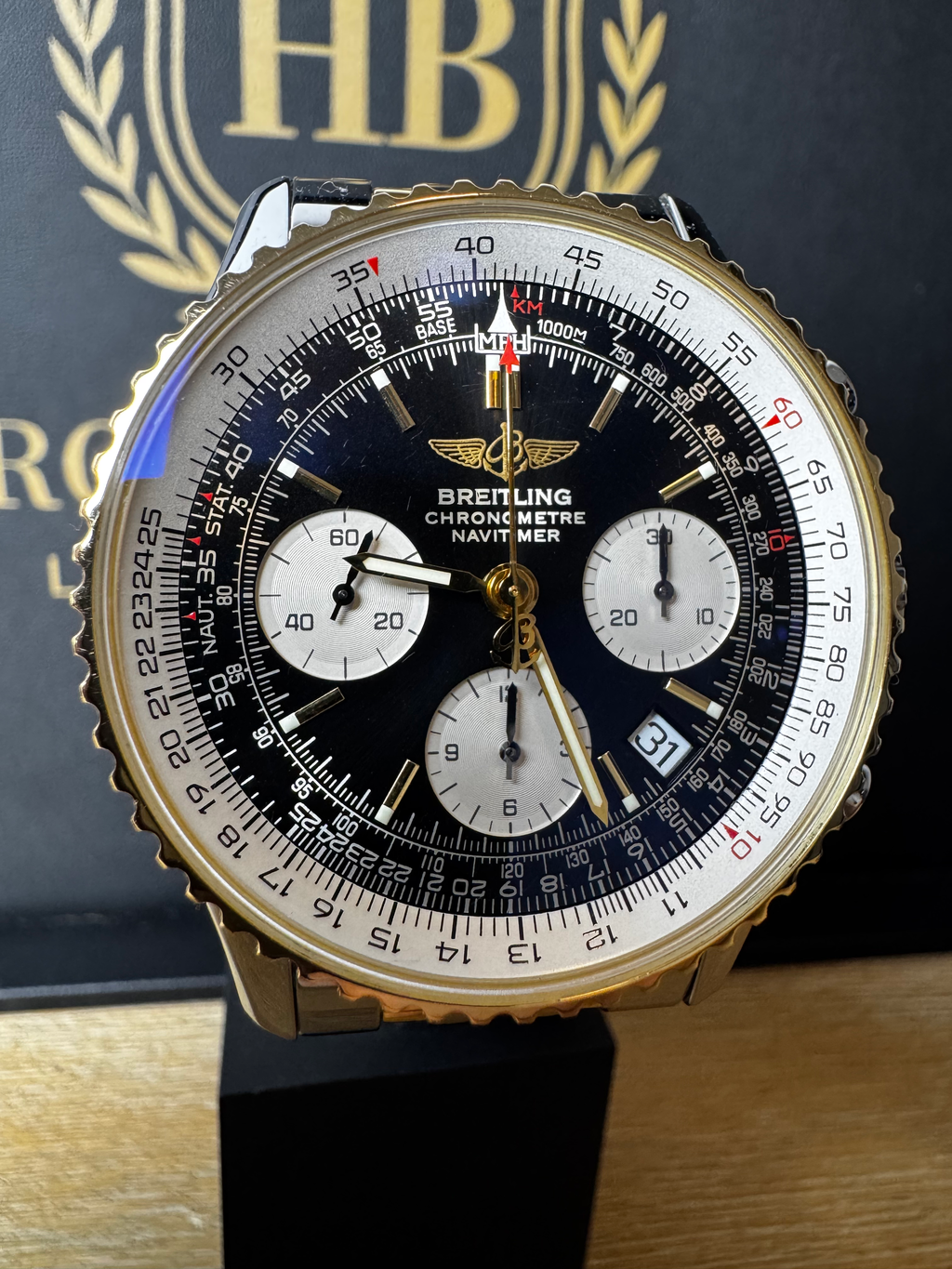 Breitling Navitimer D23322 Black Dial 18ct Gold & Steel image 14