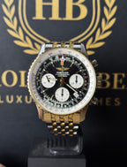 Breitling Navitimer D23322 Black Dial 18ct Gold & Steel