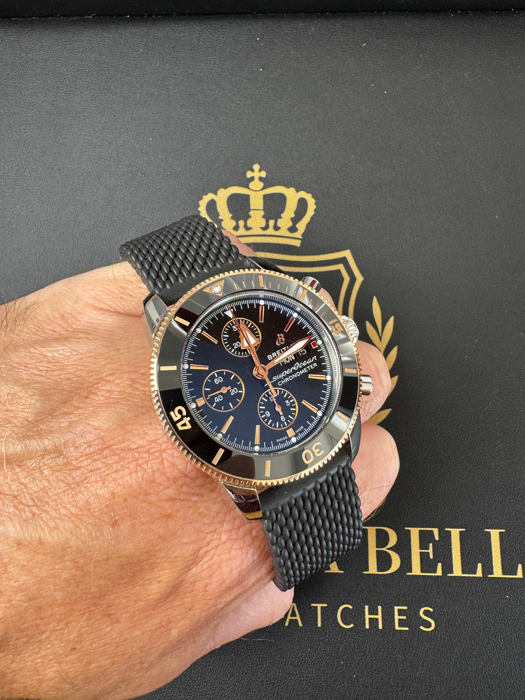 Breitling Superocean Heritage II Chronograph 44 |2018 | Black & Rose Gold U13313 image 5